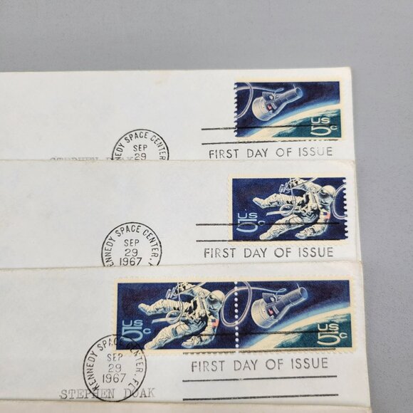 First Day Issue Stamps 1967 1968 US Space Achievements and Marquette Explorer - Picture 3 of 3